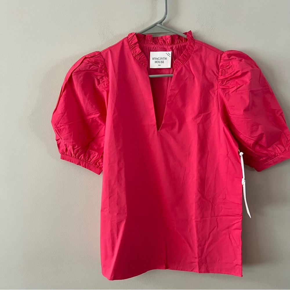 Tuckernuck Bright Pink Puff Sleeve Blouse
